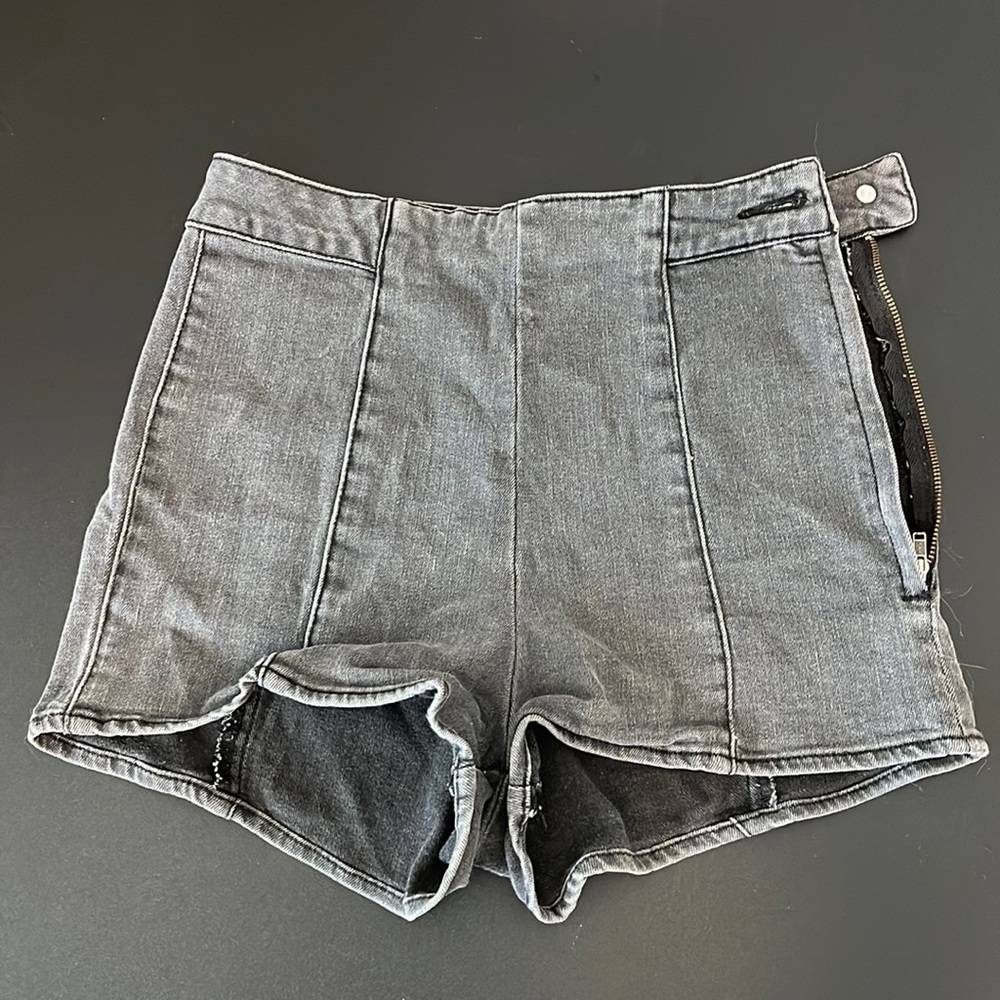 Urban Outfitters Black Denim side Zip / Button Shorts
